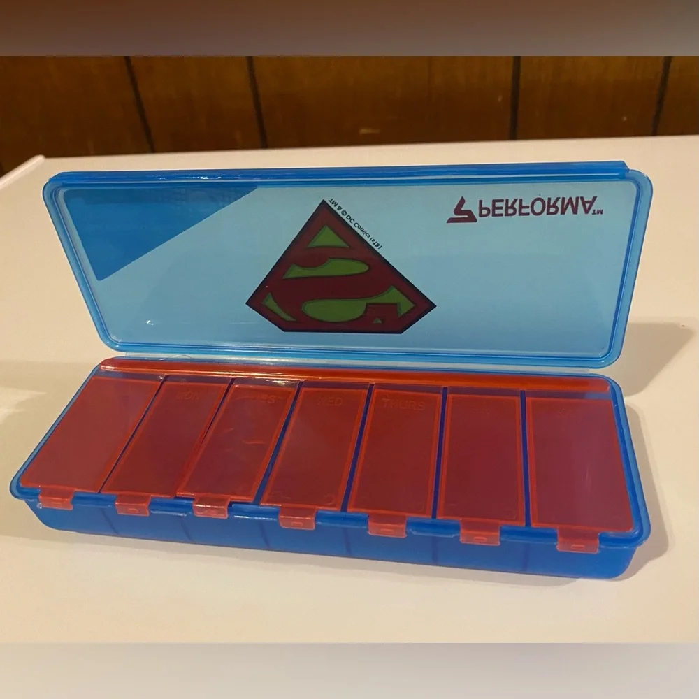 Superman Performa 7-Day Pill Container Case / New